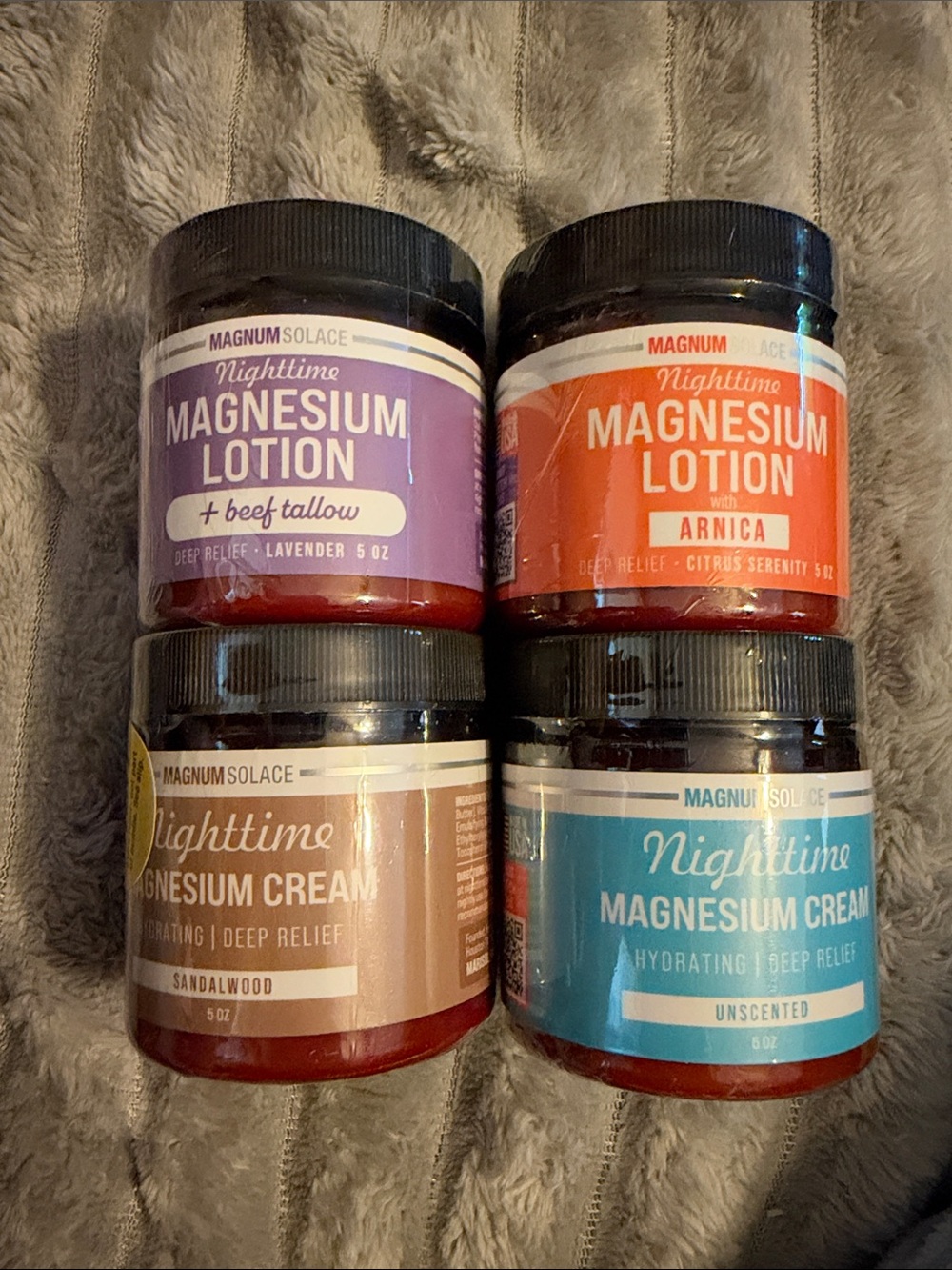 Magnum Nighttime Magnesium Lotion & Cream - Purple, Orange, Brown, Blue Labels